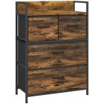 Cómoda de Quarto com 4 Gavetas Dobráveis Prateleira Aberta e Estrutura de Aço para Sala Entrada 60x29x85 cm Castanho Rústico