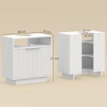 Móvel para Lavatório Pousar com 2 Portas Canaladas para Lavatório com ou sem Pedestal 60x33x63 cm Branco