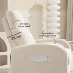 Poltrona Relax Reclinável Manual Estofada em Linho Sintético com Apoio para os Pés e Bolso Lateral 68x90x106 cm Creme