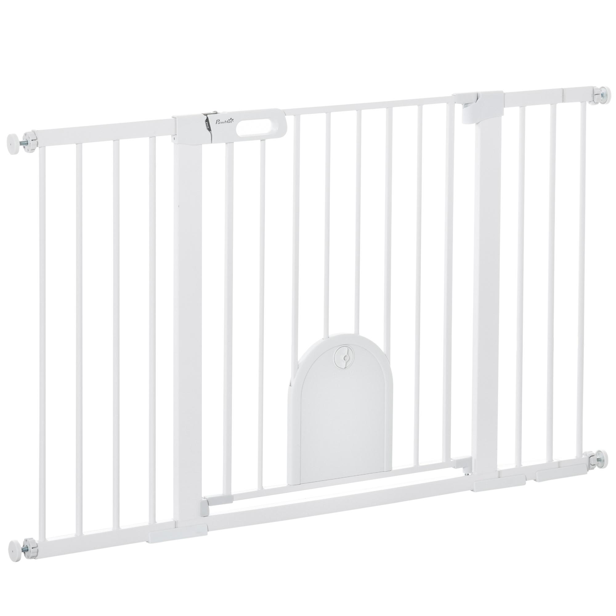 Barreira de Segurança de Animais de Estimação para Escadas e Portas com Aberturas de 75 - 131 cm com 3 Extensões Branco