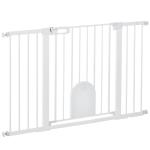 Barreira de Segurança de Animais de Estimação para Escadas e Portas com Aberturas de 75 - 131 cm com 3 Extensões Branco
