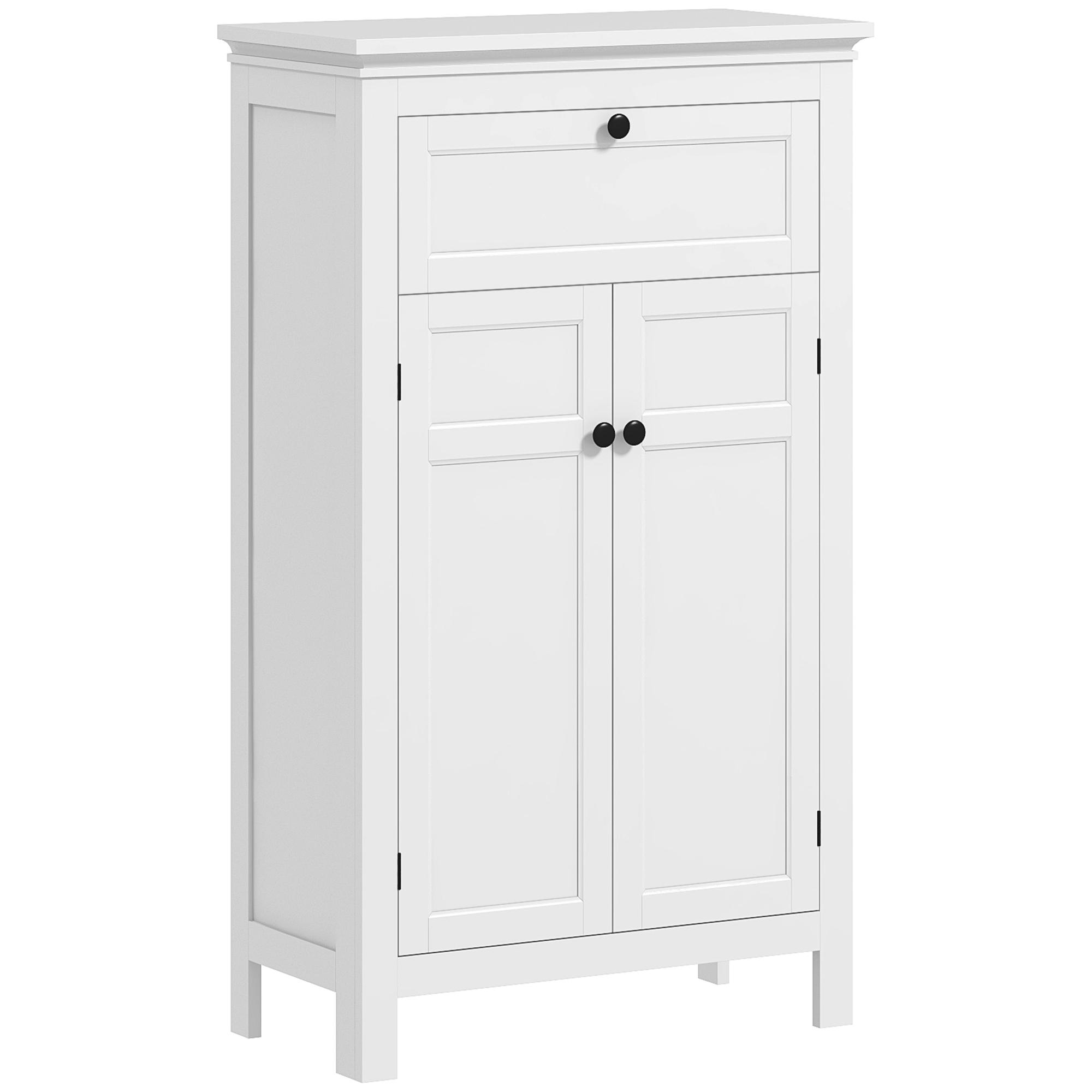 Armário Casa de Banho Móvel Casa de Banho com Gaveta 2 Portas e Prateleira Ajustável 60x30x102,5 cm Branco