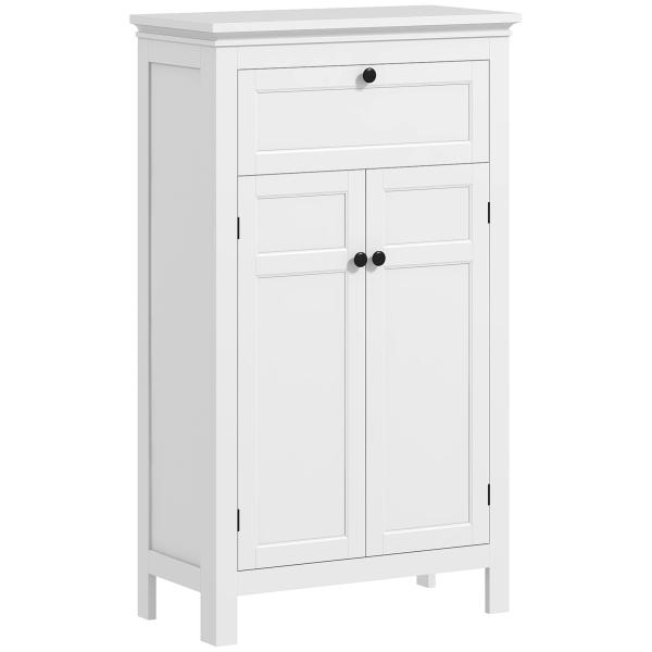 Armário Casa de Banho Móvel Casa de Banho com Gaveta 2 Portas e Prateleira Ajustável 60x30x102,5 cm Branco