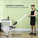 Máquina de Remo Dobrável com Resistência de 8 Níveis Ecrã LCD e 2 Rodas de Transporte 180x48x60 cm Branco