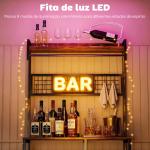 Estante de Cozinha com Três Tomadas e Luzes LED Estilo Industrial com Prateleiras para Micro - ondas 80x42x162 cm Castanho Rústico e Preto