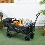 Carrinho de Transporte Dobrável com Bolsa Térmica Removível Capacidade 100 kg para Campismo Praia 113x57x77 - 100 cm Preto