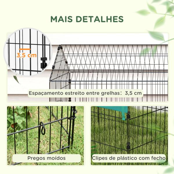 Gaiola para Animais Pequenos Gaiola para Roedores de Aço com Porta e Toldo para Coelhos Chinchilas Galinhas 185x75x75 cm Verde