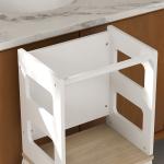 Torre de Aprendizagem para Crianças dos 3 - 6 Anos com Quadro e Grade de Segurança para Cozinha e Casa de Banho 55x52,5x87,5 cm Branco
