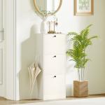Sapateira Estreita com 3 Portas Sapateira para Entrada com Prateleiras Ajustáveis para 12 Pares de Sapatos 47x28x115 cm Branco