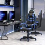 Cadeira Gaming Cadeira de Escritório Ergonómica com Altura Regulável Basculante Apoio de Cabeça 61x70x121 - 129 cm Azul