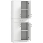 Armário de Cozinha com 4 Portas 1 Gaveta e Prateleiras Ajustáveis Anti - Tombo Armário de Cozinha Moderno 70,8x34x180 cm Branco