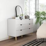 Cómoda com 6 Gavetas e Pés Elevados Cómoda para Dormitório Estilo Moderno Anti - Tombo 120x40x76 cm Branco