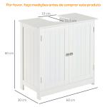 Móvel para Lavatório Pousar Armário Casa de Banho de Armazenamento com 2 Portas e Prateleira Interior Ajustável Moderno 60x30x60 cm Branco