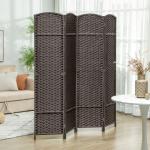 Biombo de 4 Painéis Separador de Ambientes Dobrável 160x170 cm para Sala de Estar Dormitório Escritório Marrom