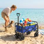 Carrinho de Transporte Dobrável para Jardim com Guiador Telescópico Capacidade 100 kg 99x57x77 - 100 cm Azul Escuro