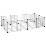 Recinto de Metal para Pequenos Animais de Estimação com 12 Painéis Desmontável DIY 106x73x36 cm Preto