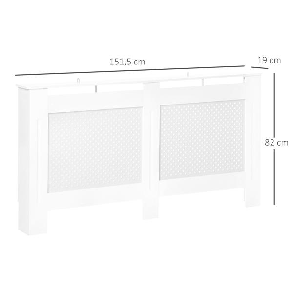 Cobertura para Radiador em MDF com Ripas e Prateleira Superior 151,5x19x82 cm Branco