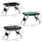 Mesa de Jogos 6 em 1 com Rodas Bilhar Matraquilho Ping Pong Lançamento de Anéis Hóquei com Bastão e Hóquei com Discos 120x88x79cm Multicor