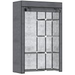 Roupeiro de Tecido Dobrável com 6 Prateleiras e 1 Barra de Pendurar para Dormitório Vestidor 103x43x162,5 cm Cinzento