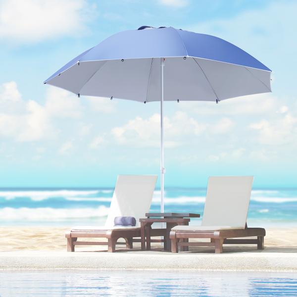 Chapéu de Sol de Praia com Painéis Laterais Tipo Tenda Chapéu de Sol para Praia com Proteção UV50 Φ210x222cm Azul