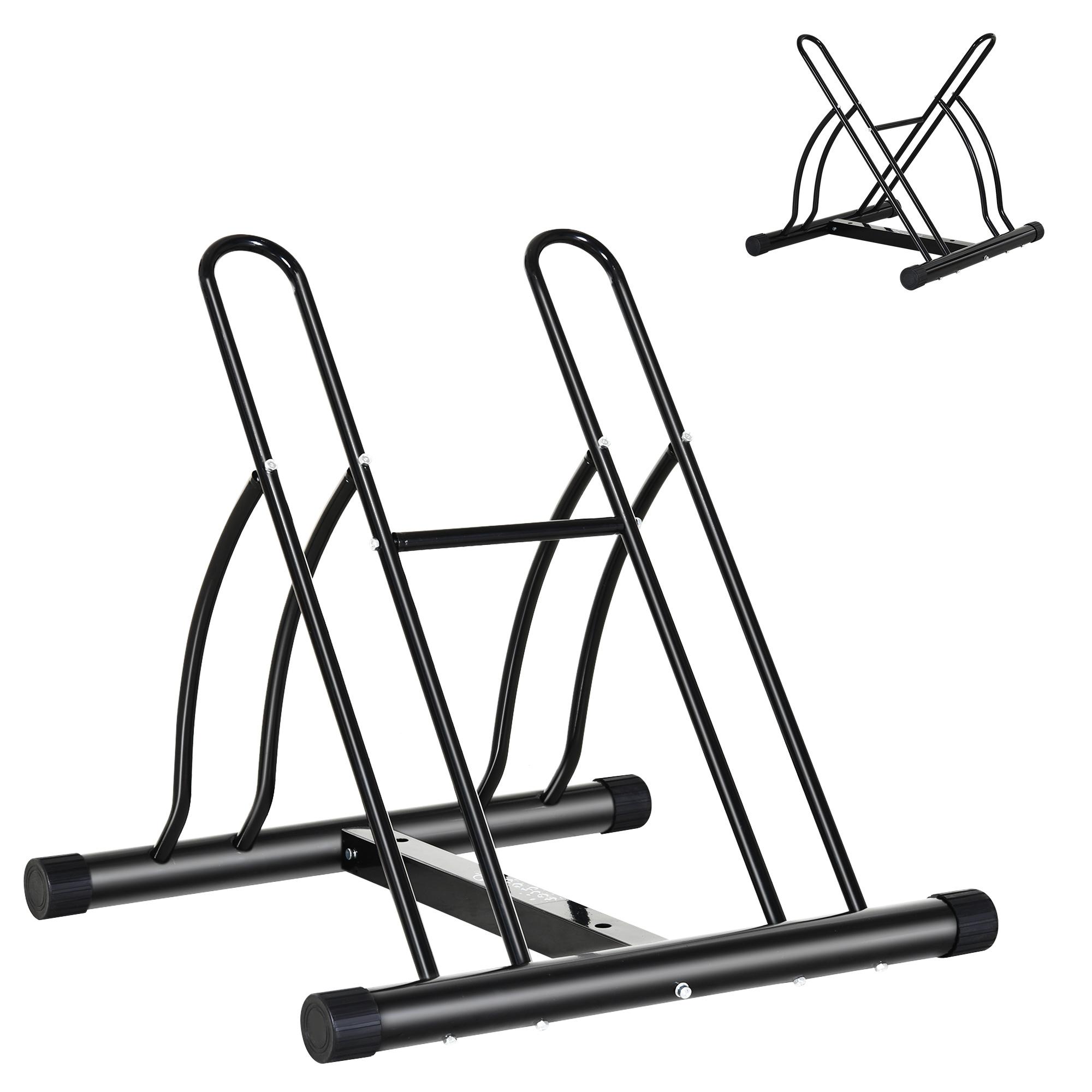 Suporte de Estacionamento Cruzado para 2 Bicicletas Aço Portátil 60x54x57 cm Preto