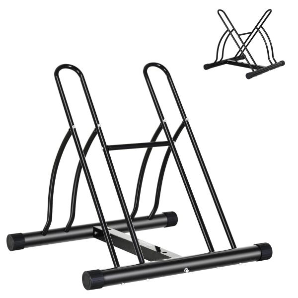 Suporte de Estacionamento Cruzado para 2 Bicicletas Aço Portátil 60x54x57 cm Preto