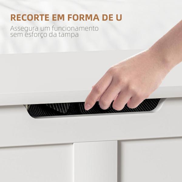 Baú de Armazenamento 100L Baú de Arrumação com Tampa e Dobradiça de Segurança 80x40x45 cm Branco