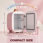 Frigorífico Pequeno de Cosméticos 4L 9V/240V para Arrefecer e Aquecer Mini Frigorífico para Beleza 20,3x26,3x28 cm Rosa