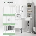 Armário de coluna multiuso branco para banheiro com prateleiras 34x24x170cm 3 prateleiras 1 porta e 1 gaveta