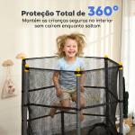 Trampolim para Crianças com Rede de Segurança e Estrutura de Aço para Interiores e Exteriores Carga 50 kg Ø163x190 cm Preto