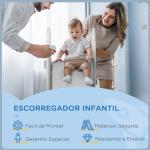 Escorregador para Crianças de 18 - 36 Meses com 3 Degraus Antiderrapantes 157x46,5x80 cm Cinza