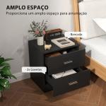 Mesa de Cabeceira Moderna com 2 Gavetas para Sala Quarto Capacidade 30 kg 45x39,5x49 cm Preto