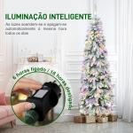 Árvore de Natal Estreita 180 cm Árvore de Natal Nevada com Luzes LED Temporizador 11 Modos de Iluminação Verde