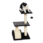 Arranhador para Gatos Médio de 3 Níveis com Postes de Sisal Placa para Arranhar e Bola Suspensa 40x35x72 cm Cinzento Escuro