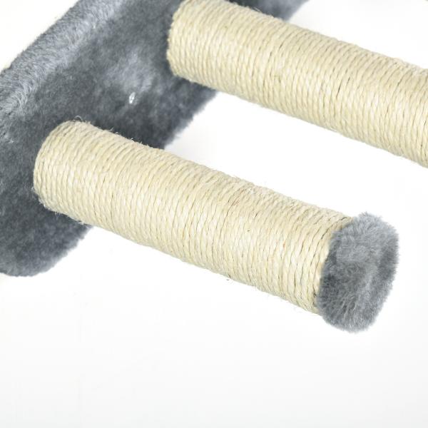Prateleiras de Parede para Gatos 4 Peças com Rede Plataforma Semicircular Plataformas de Salto e Poste de Sisal Cinza