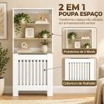 Cobre - radiador com Design Ripado, Estante de 3 Níveis, 78x19x165 cm, Branco e Carvalho