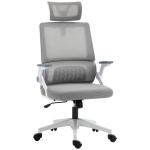 Cadeira de Escritório de Malha Cadeira de Escritório Giratória com Altura e Apoio para a Cabeça Ajustáveis 58x61x102 - 119 cm Cinza