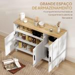 Aparador de Sala com Prateleiras Ajustáveis Compartimento Aberto Pernas de Madeira 110x33x75 cm Branco