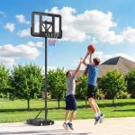 Cesta de Basquetebol com Altura Ajustável 220 - 365 cm Aro de Basquetebol com Suporte Rodas Base Recarregável Preto