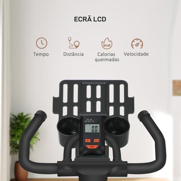 Bicicleta Estática com Volante de Inércia 8 kg Ecrã LCD Guiador e Assento Ajustáveis 103x53x110 - 114 cm Azul