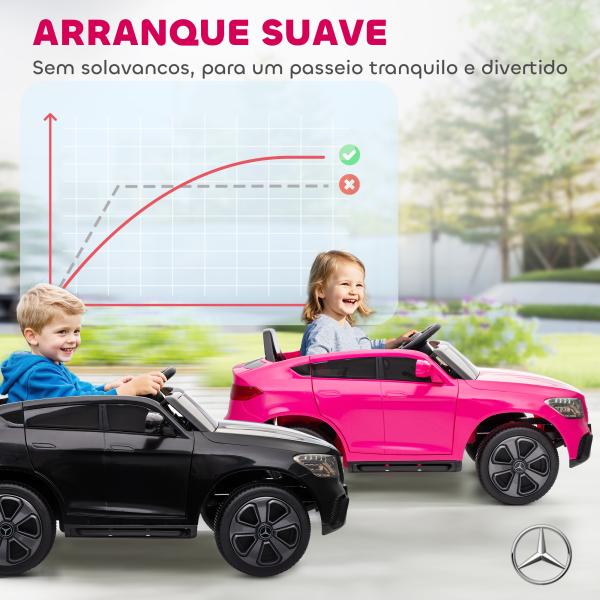 Carro Elétrico para Crianças 12V Controlo Remoto Motor Duplo MP3 Passeio Mercedes - Benz GLC Coupé 105x68x50 cm Rosa