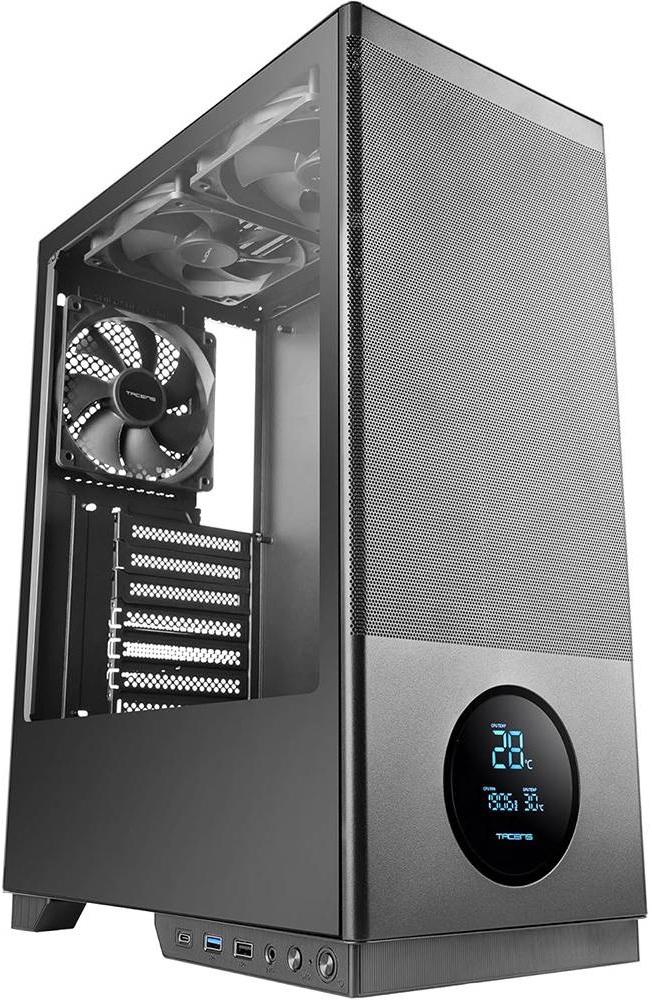 Caixa ATX SAGITTA20 Tempered Glass LED Screen Front Mesh (Preto) - TACENS