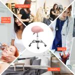 Banco com Rodas Giratório com Altura Ajustável Cosmético Dentista Cabeleireiro 52x53x49 - 61 cm Rosa