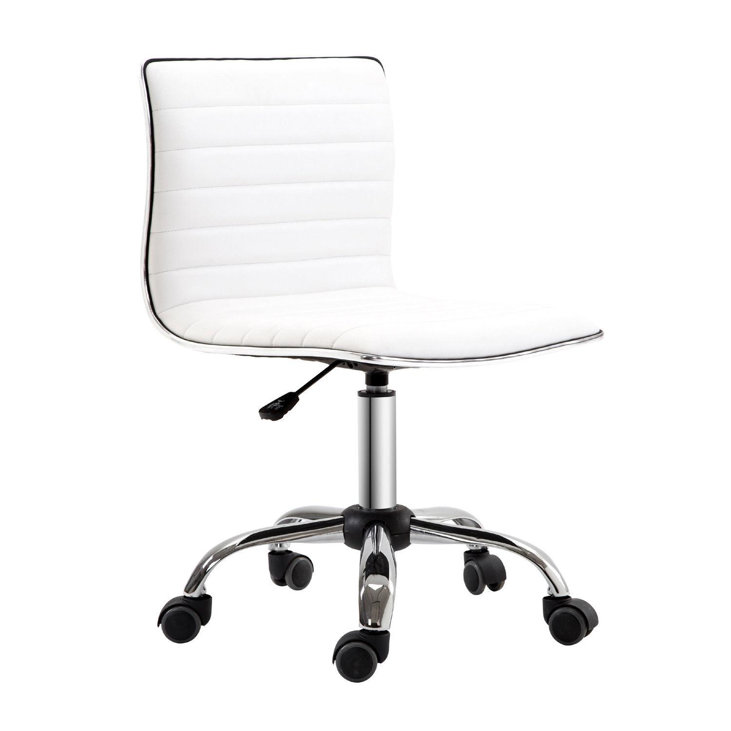 Cadeira de Escritório sem Apoio para os Braços Cadeira de Escritório Giratória com Altura Ajustável 48x52x78 - 90 cm Branco