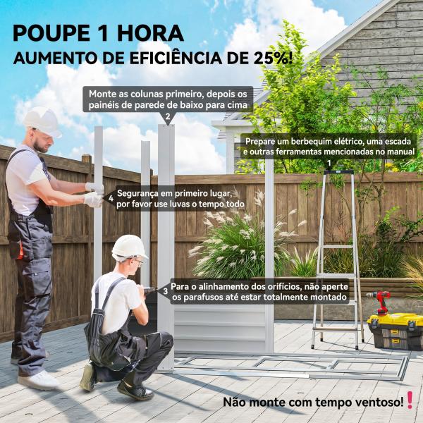 Abrigo de Jardim Exterior 2,36m² 213x120x194 cm com Base Reforçada (Piso NÃO Incluído) e Portas de Correr Cinza Escuro