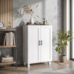 Armário de Sala de Estar Moderno Armário de Armazenamento com 2 Portas Prateleira Ajustável e Base Elevada 60x30x90 cm Branco