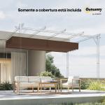 Cobertura para Pérgola 3,5x2,5 m Teto de Substituição Retrátil para Pérgola com 10 Orifícios de Drenagem Café