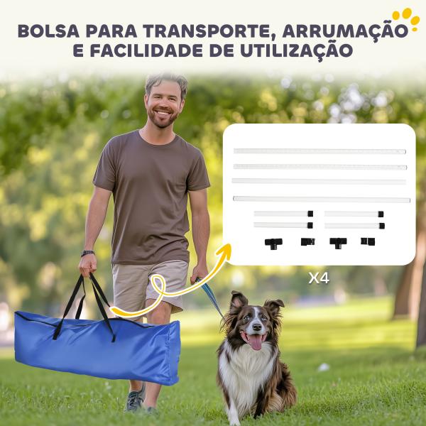 Conjunto de Treinamento de Agilidade para Cães 4 Peças Obstáculos de Salto com Altura Ajustável 99x65x94 cm Azul
