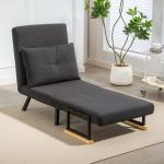 Poltrona Convertível em Cama Poltrona 3 em 1 Convertível em Cama com Encosto Ajustável em 5 Níveis 63x73x81 cm Cinza
