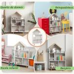 Estante para Crianças Organizador Infantil de 3 Níveis para Brinquedos 65x25x108,5 cm Branco